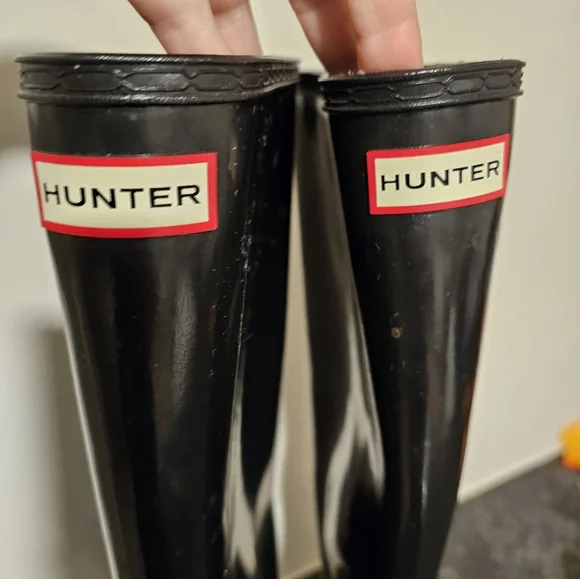 HUNTER Tall Boots Black Gloss Rubber Rain 1956 - Picture 4 of 8